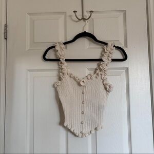 SHEIN Cream Ruffle Strap Tank Top